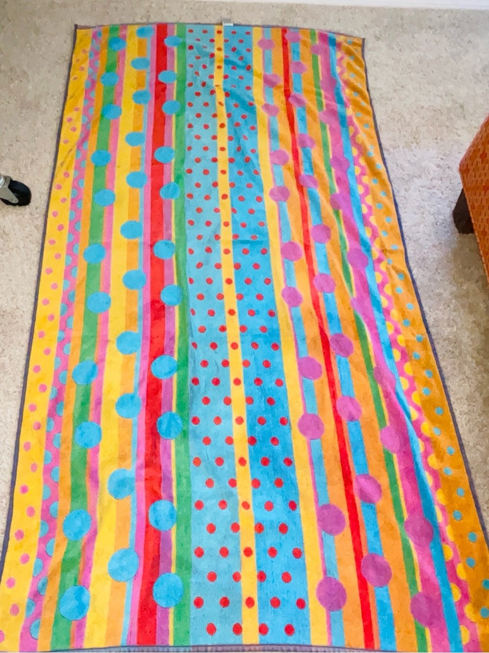Vintage Surf's Up Rainbow Stripe & Polka Dot Beach Towel – Shark Tag
